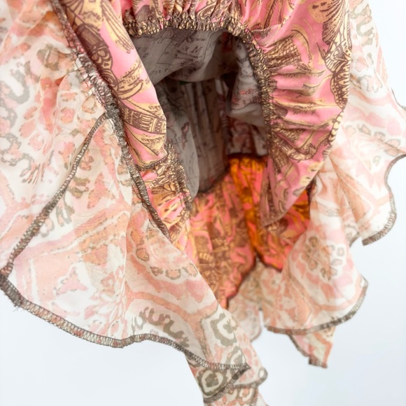 Maaji Multiprint Tiered Racerback Boho Mini Dress Mixed Print Swim Cover Small - Picture 5 of 9